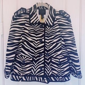 NWOT💓*SUPER CUTE* JCREW WOMEN’S ZEBRA BLAZER BUTTON COLLARED JACKET-BLACK/CREAM
